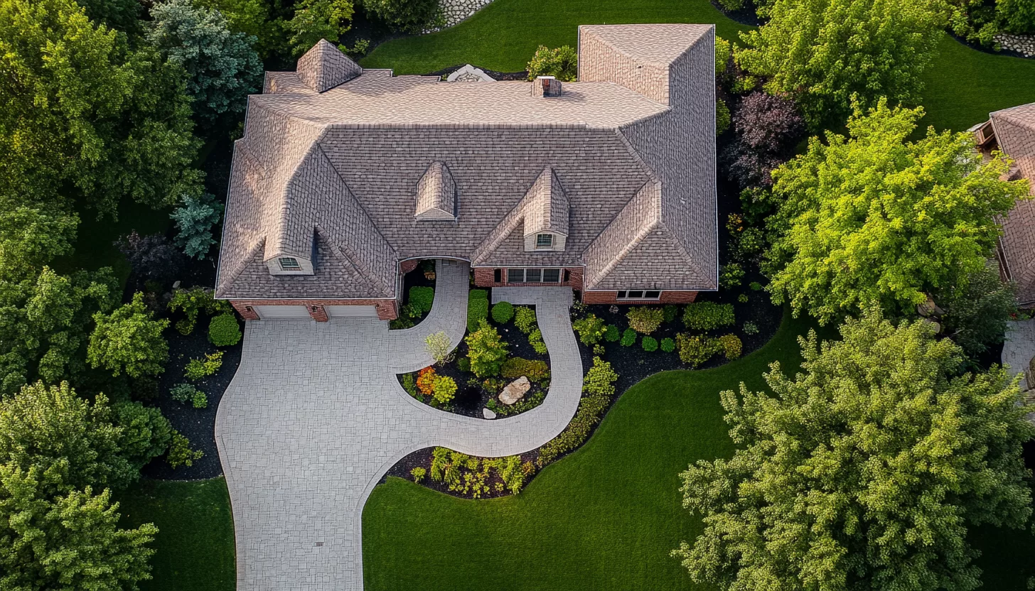 north shore tree and landscaping aerial view