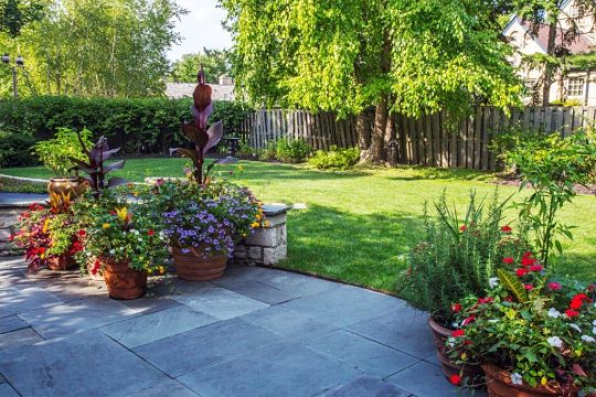 A yard with landscaper Deerfield services by Kinnucan.